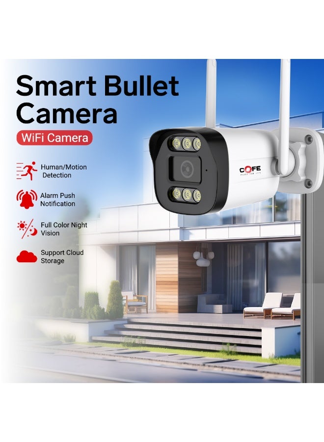 COFE 3MP WiFi Smart Security Camera | AI Human Detection | Full Color Night Vision | Two Way Audio | Motion Detection | TF Card & Cloud Storage | Indoor/Outdoor CCTV Camera (CF-W-BP07-3D) - Image 3